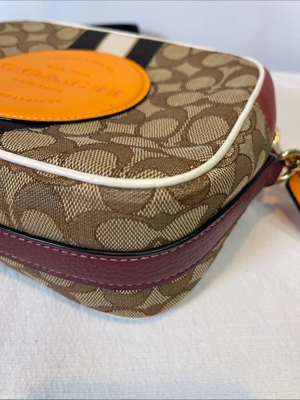 Coach D2022-1912 Dempsey Camera Bag Signature Canvas Rainbow Stripe Crossbody
